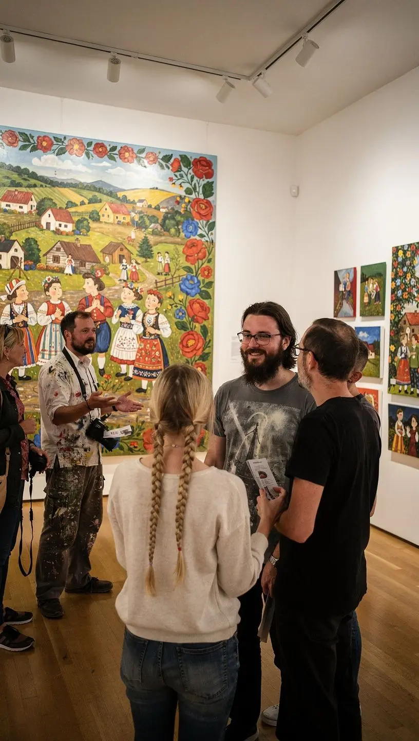 Skupina turistů obdivuje architekturu a místní památky v Brně.